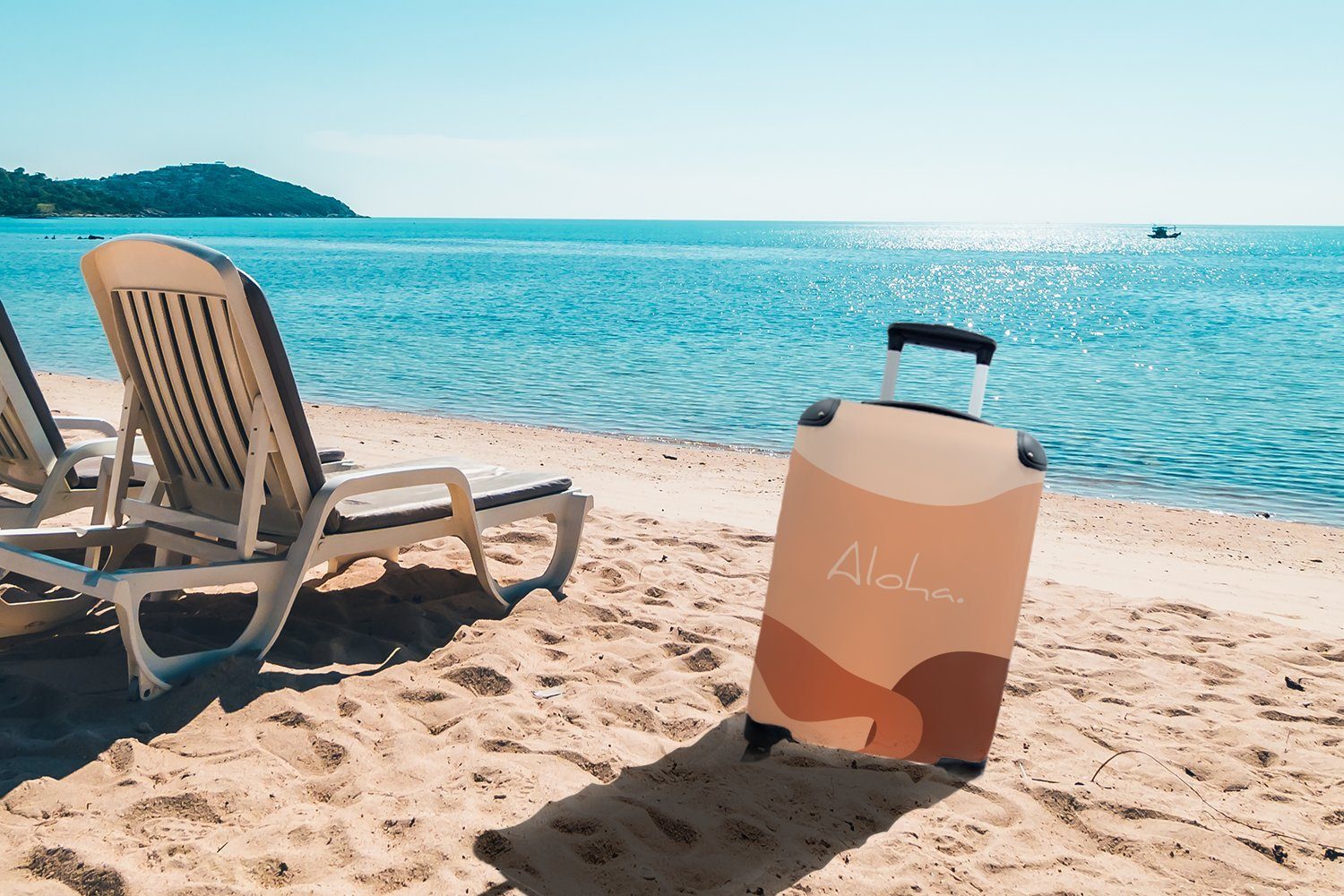 MuchoWow Handgepäckkoffer Sommer - Aloha, Handgepäck Reisetasche Trolley, Rollen, 4 rollen, Ferien, für Reisekoffer mit Zitat 