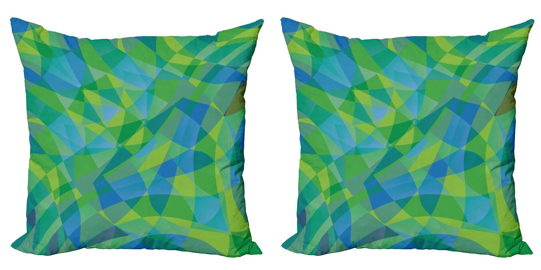 Kissenbezüge Modern Accent Doppelseitiger Digitaldruck, Abakuhaus (2 Stück), Polygonen Mosaik in der Natur Farben