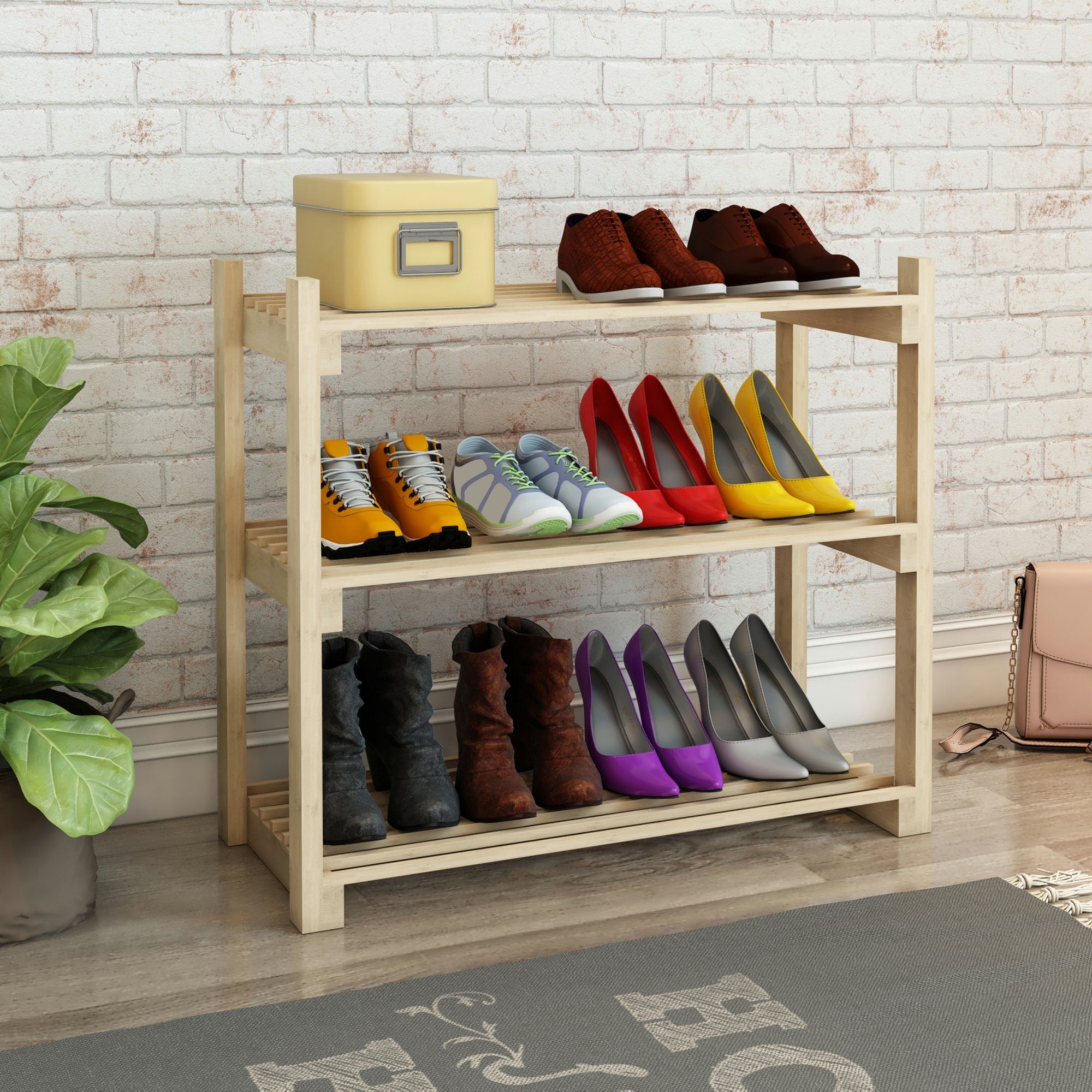 en.casa Schuhregal, »Them« Standregal für Schuhe mit 3 Ablagen 60x68x30 cm