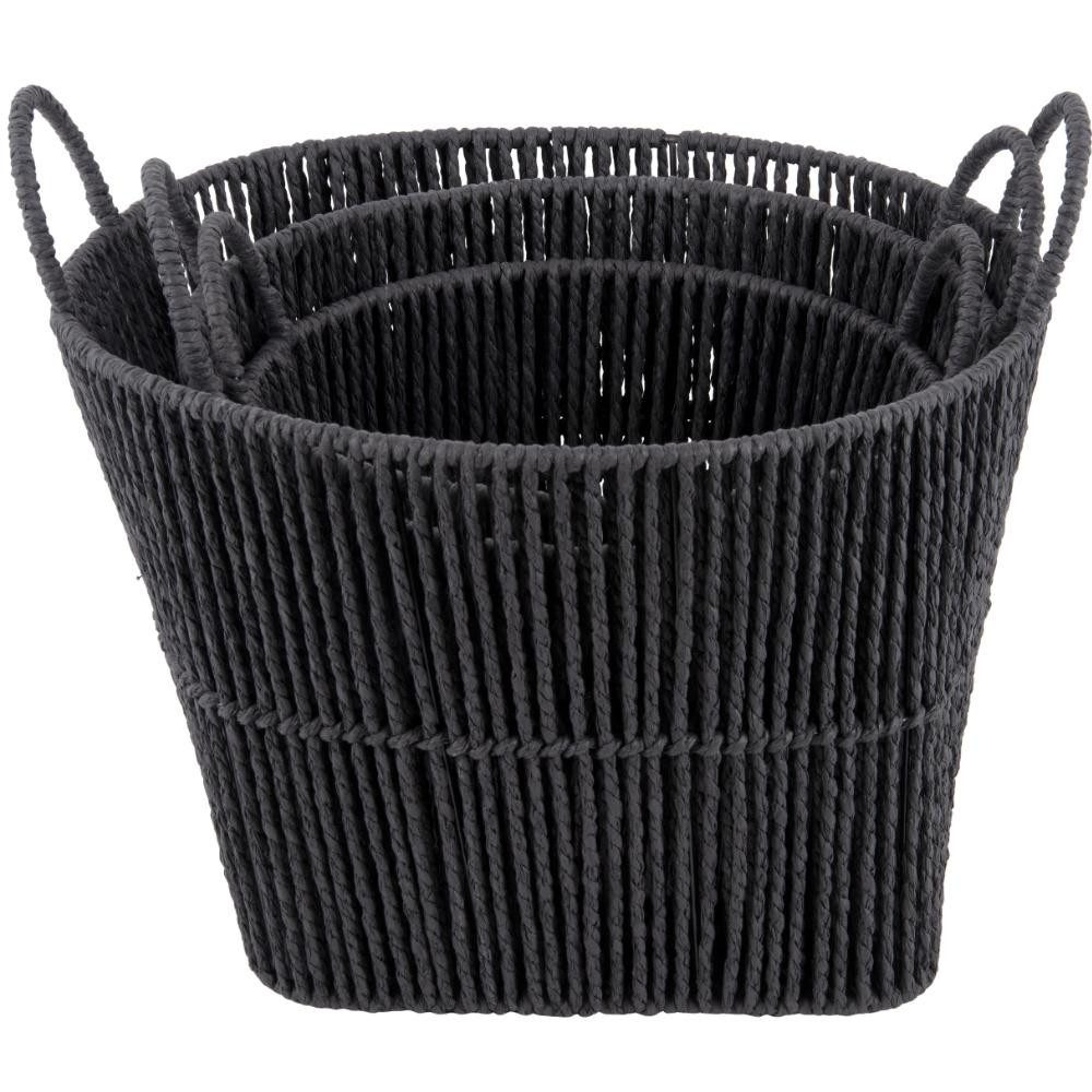 Present Time Aufbewahrungsbox Korb-Set Store Paper Rope Black (3-teilig)