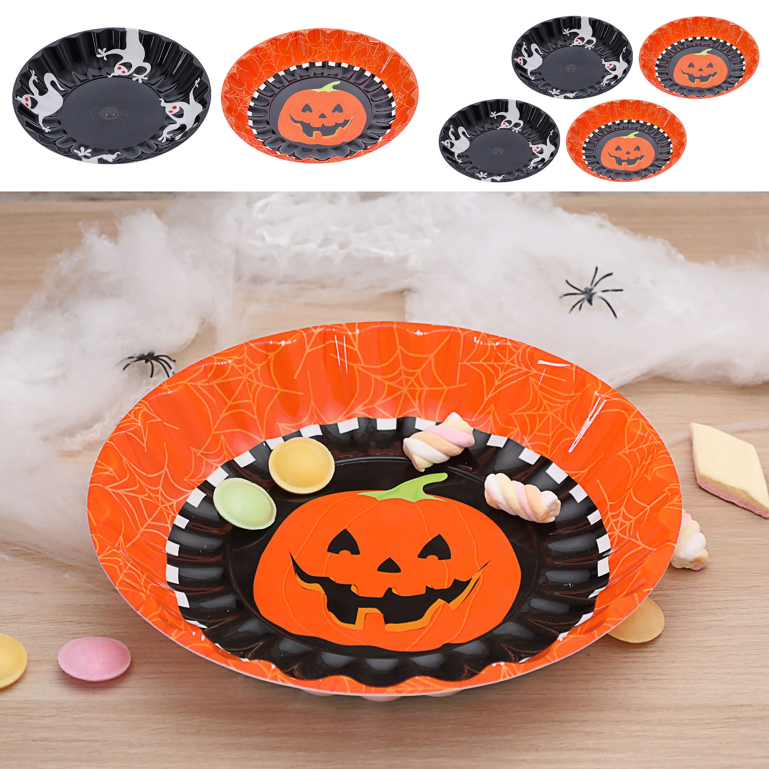 CEPEWA Dekoteller Halloween Schale 6er Set Kürbis Geist PP schwarz orange 3 günstig online kaufen