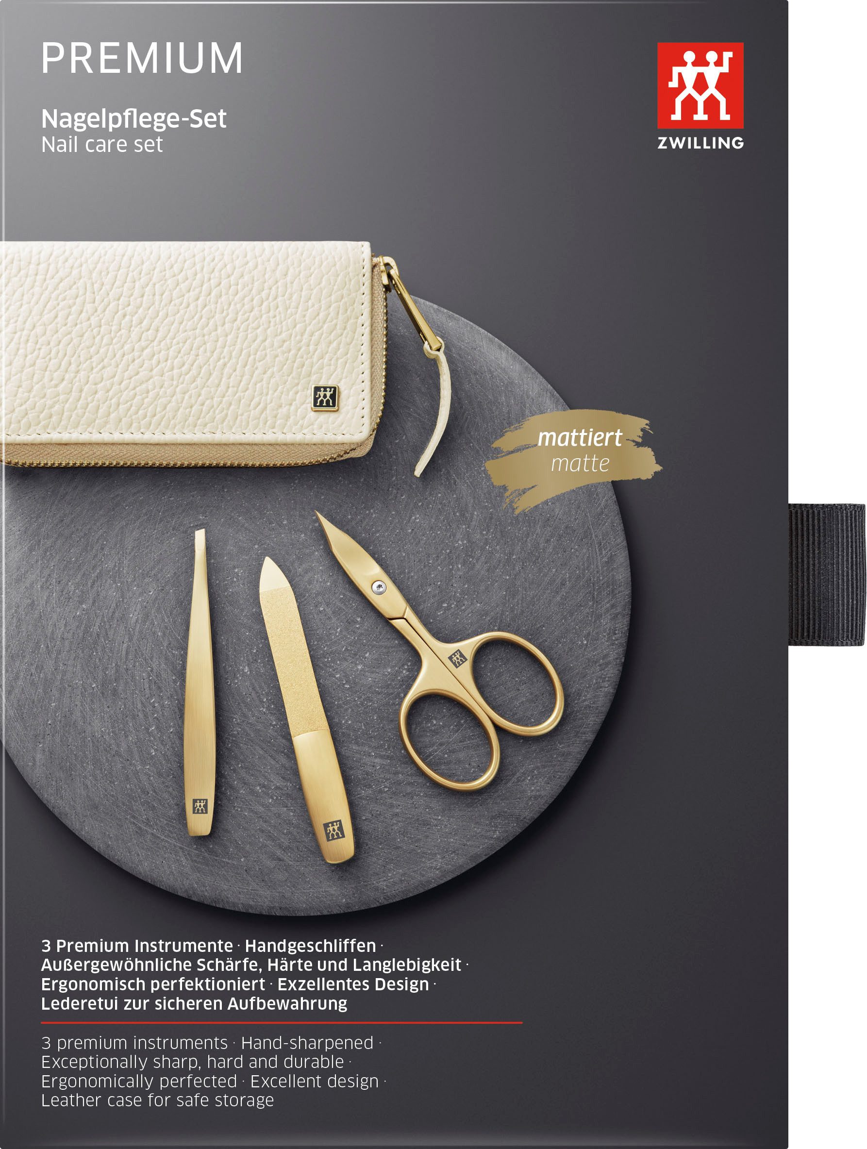 Zwilling Maniküre-Etui PREMIUM GOLD, 3 tlg., Nagelpflege-Set