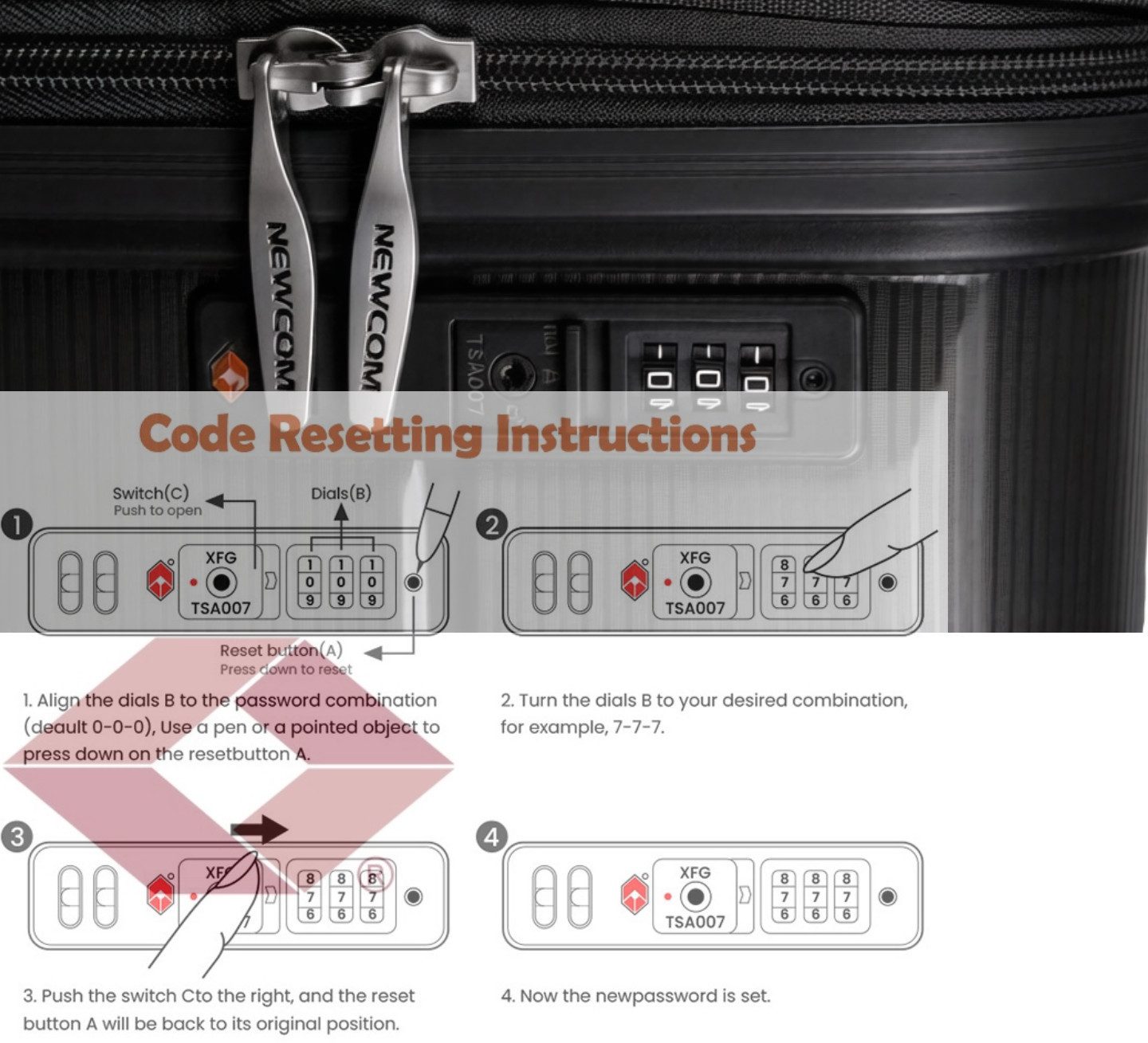 NEWCOM Hartschalen-Trolley Reisekoffer Erweiterbar, Hartschale Koffer mit TSA-Schloss, PP, 4 Rollen, 24 Zoll/L, Schwarz, ultraleichter & robuster Check-in Koffer