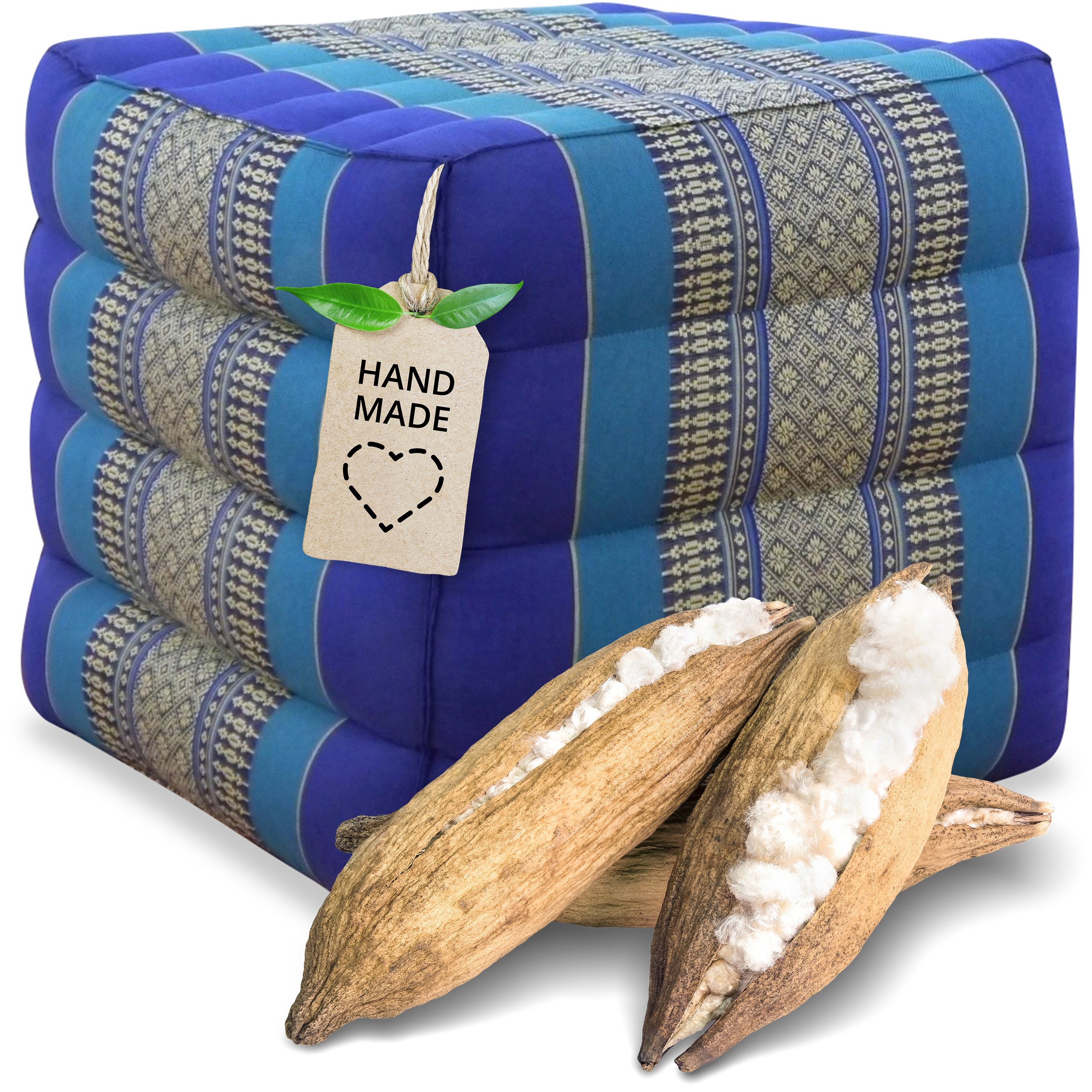 livasia Polsterhocker Würfelkissen - 40x40x40cm - Sitzwürfel, Kapok, vegan, handgefertigt