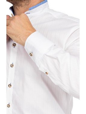 Gipfelstürmer Trachtenhemd Hemd Stehkragen 420003-3855-142 weiß mittelblau (S