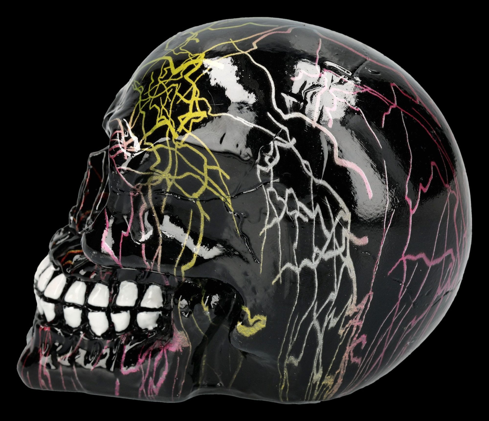 Figuren Shop GmbH Dekofigur Totenkopf Figur – Blitzschädel Gothic Deko Horror Statue 8.5 cm – Bild 4 von 5