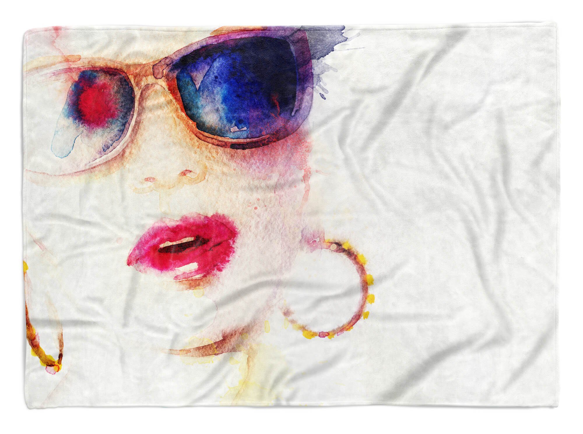 Sinus Art Handtücher Handtuch Strandhandtuch Saunatuch Kuscheldecke mit Fotomotiv Wasserfarben Fraue, Baumwolle-Polyester-Mix (1-St), Handtuch