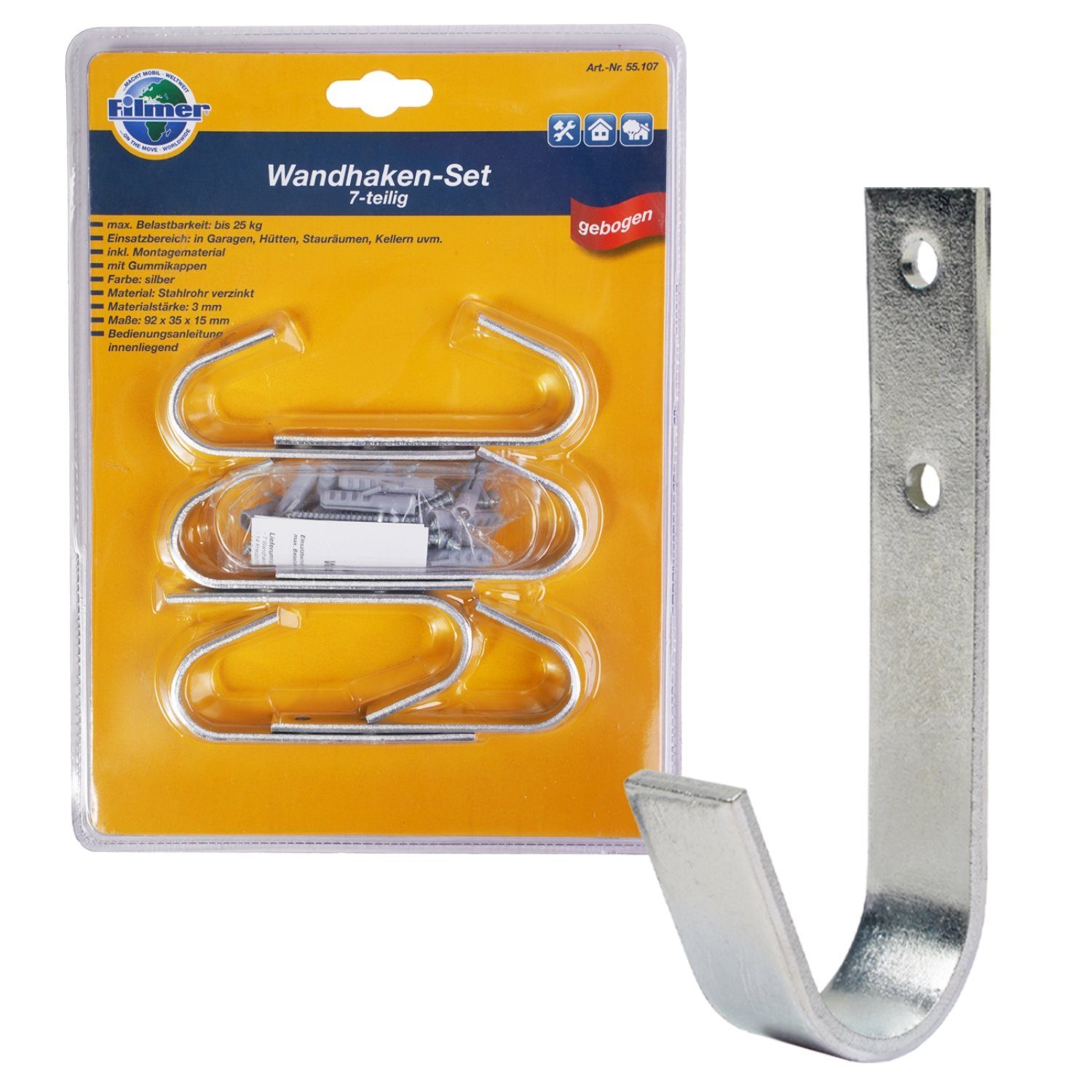 Filmer Wandhaken 7x Set Wand-Haken Montage-Halterung günstig online kaufen