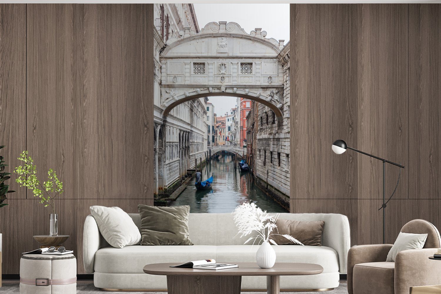 Venedig Brücke bedruckt, - - Wohnzimmer Matt, St), Fototapete MuchoWow für Boot, Küche, Vliestapete Schlafzimmer (2 Fototapete