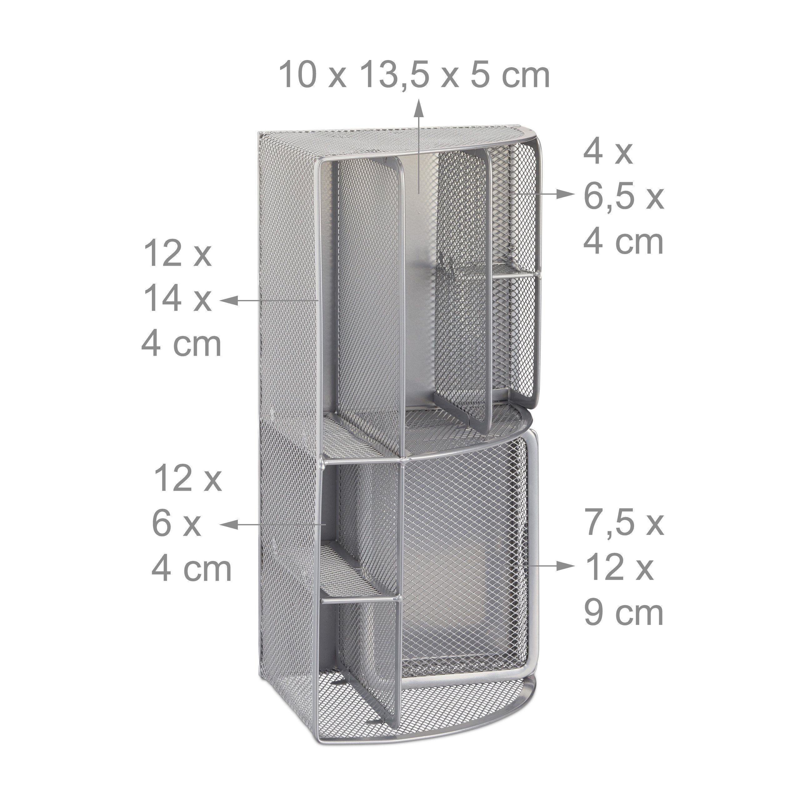 relaxdays Organizer Schreibtischorganizer 6 Ablagen Metall (1 St), silber – Bild 4 von 5