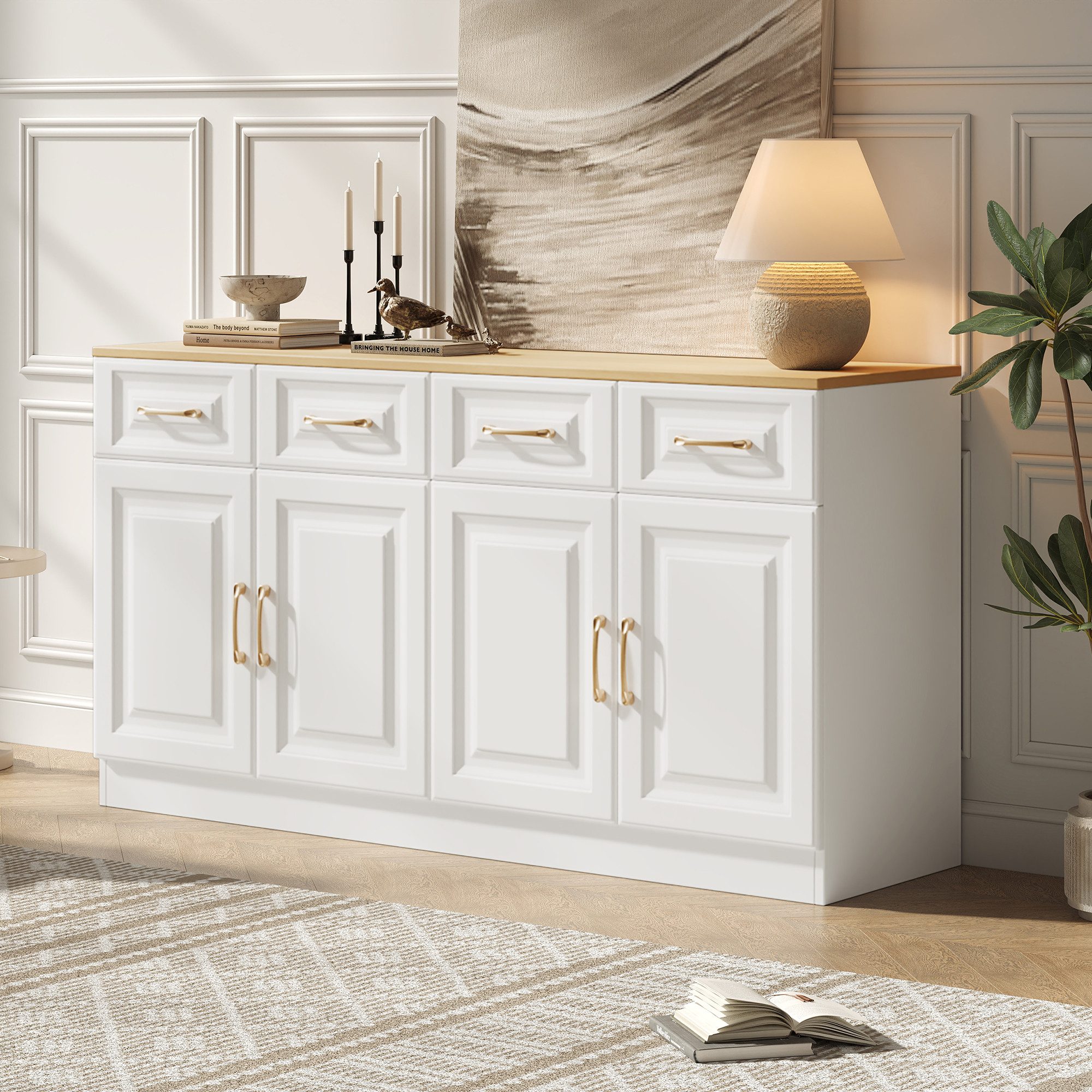 Merax Sideboard Anrichte Buffetschrank im Landhausstil günstig online kaufen