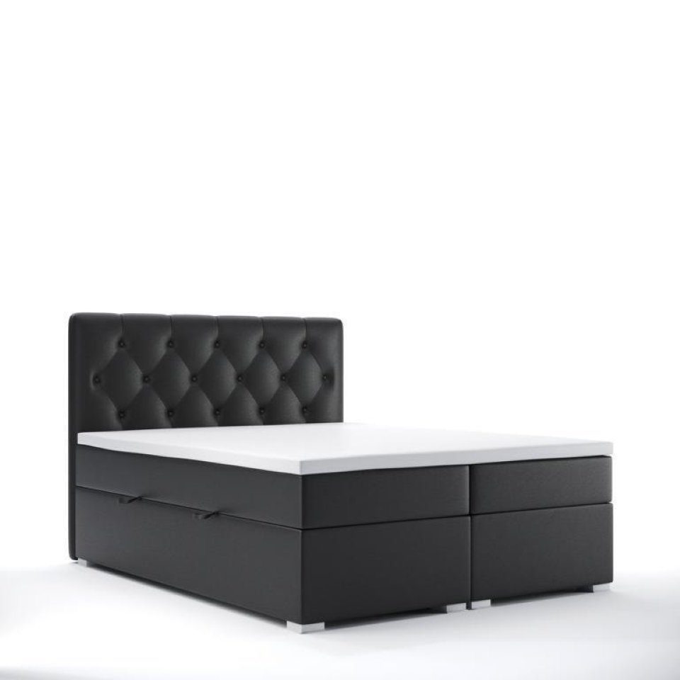 JVmoebel Boxspringbett Bett Modern, Made Schwarz Schlafzimmer Möbel Europa in Luxus Polster Doppelbett Design