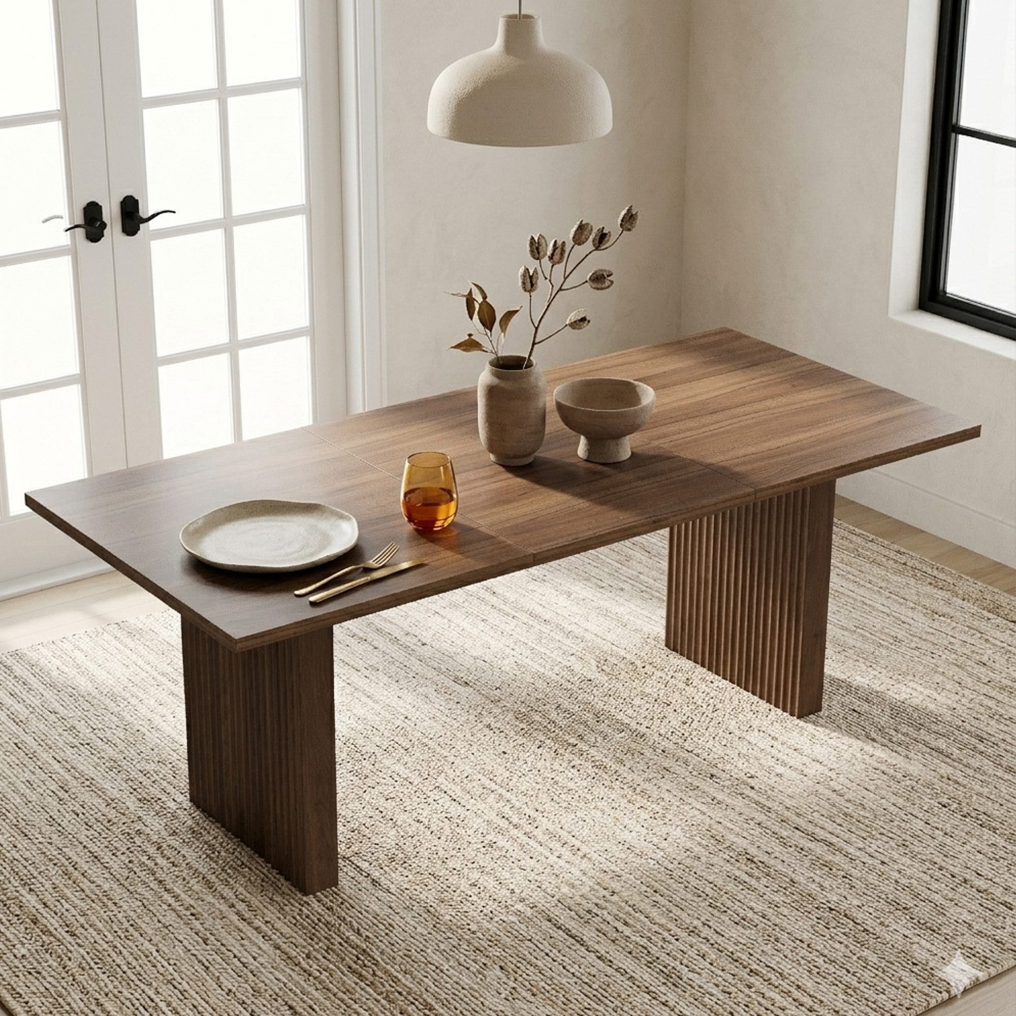 Flieks Esstisch (Länge 140-200/T90/H75 cm, 1-St., 1 Tisch), ausziehbarer Küchentisch rechteckiger Tisch Holzoptik, Nussbaumfarbe