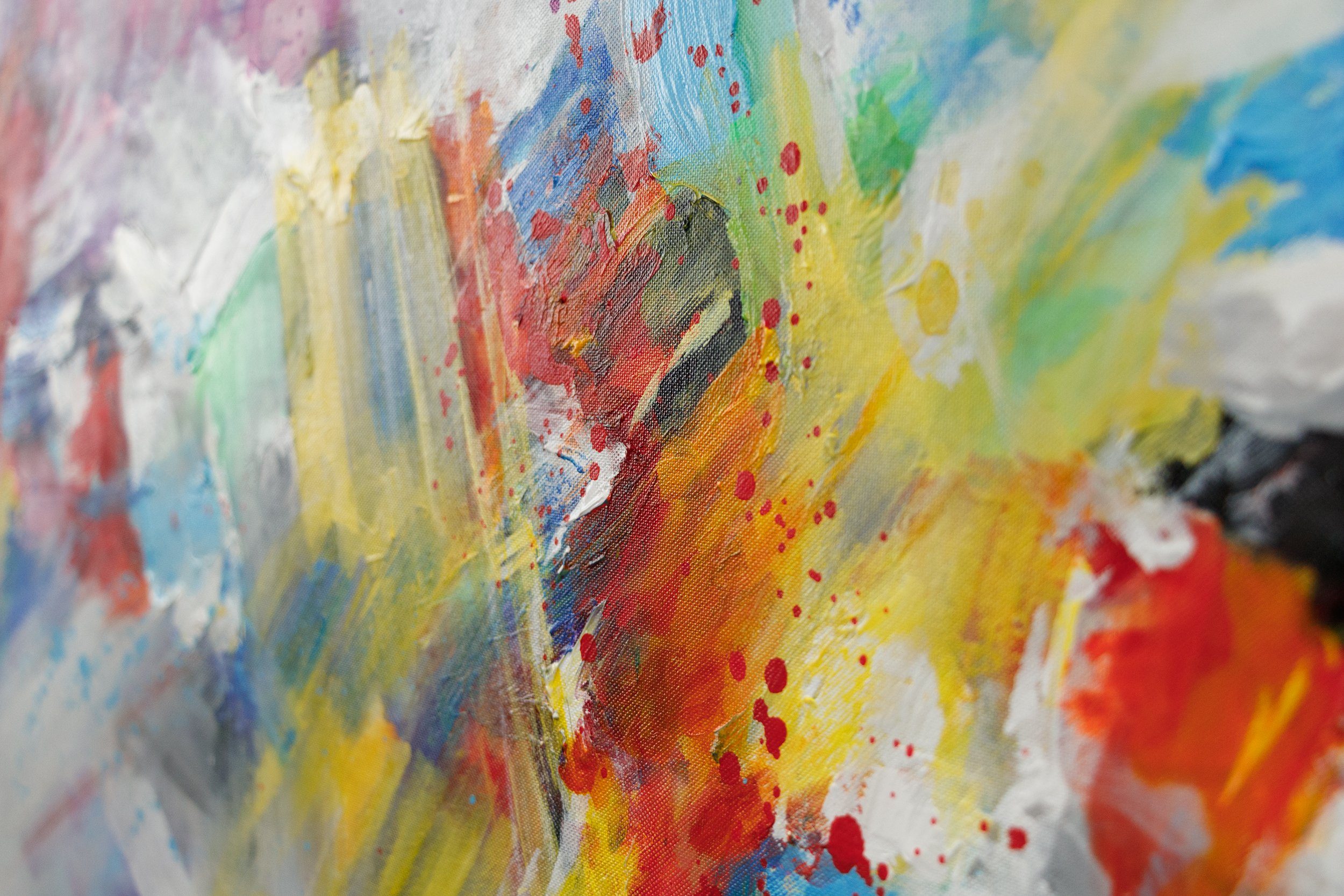 YS-Art Gemälde Buntes Leben, Abstraktion, Leinwandbild Abstrakt Landschaft Bunt