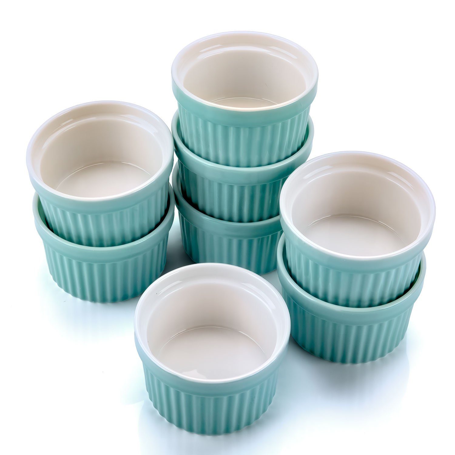 Dimono Dessertschale DIMONO Crème-Brûlée & Soufflé Förmchen – 8er Keramik Dessert Set, Keramik, (Schälchen mit 170 ml, 8-tlg), Schalen
