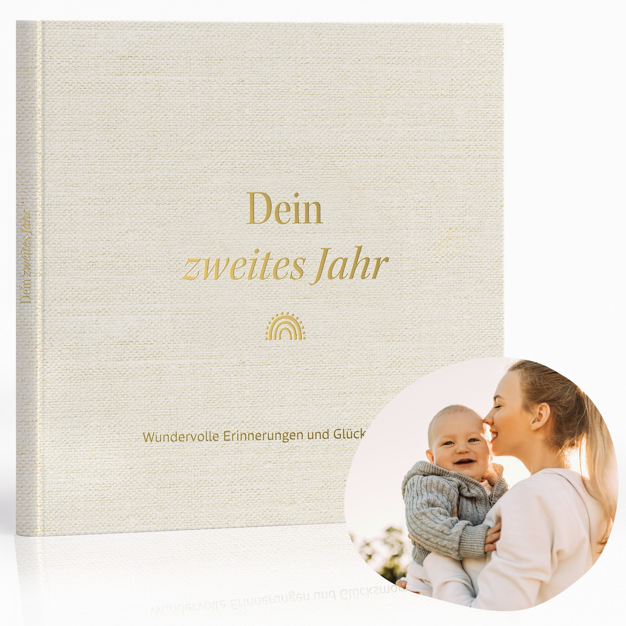 MeinBaby123® Tagebuch Dein 2tes Jahr - Erinnerungsbuch hochwertig vergoldet, Perfektes Geschenk zum ersten Geburtstag, Geschenkidee