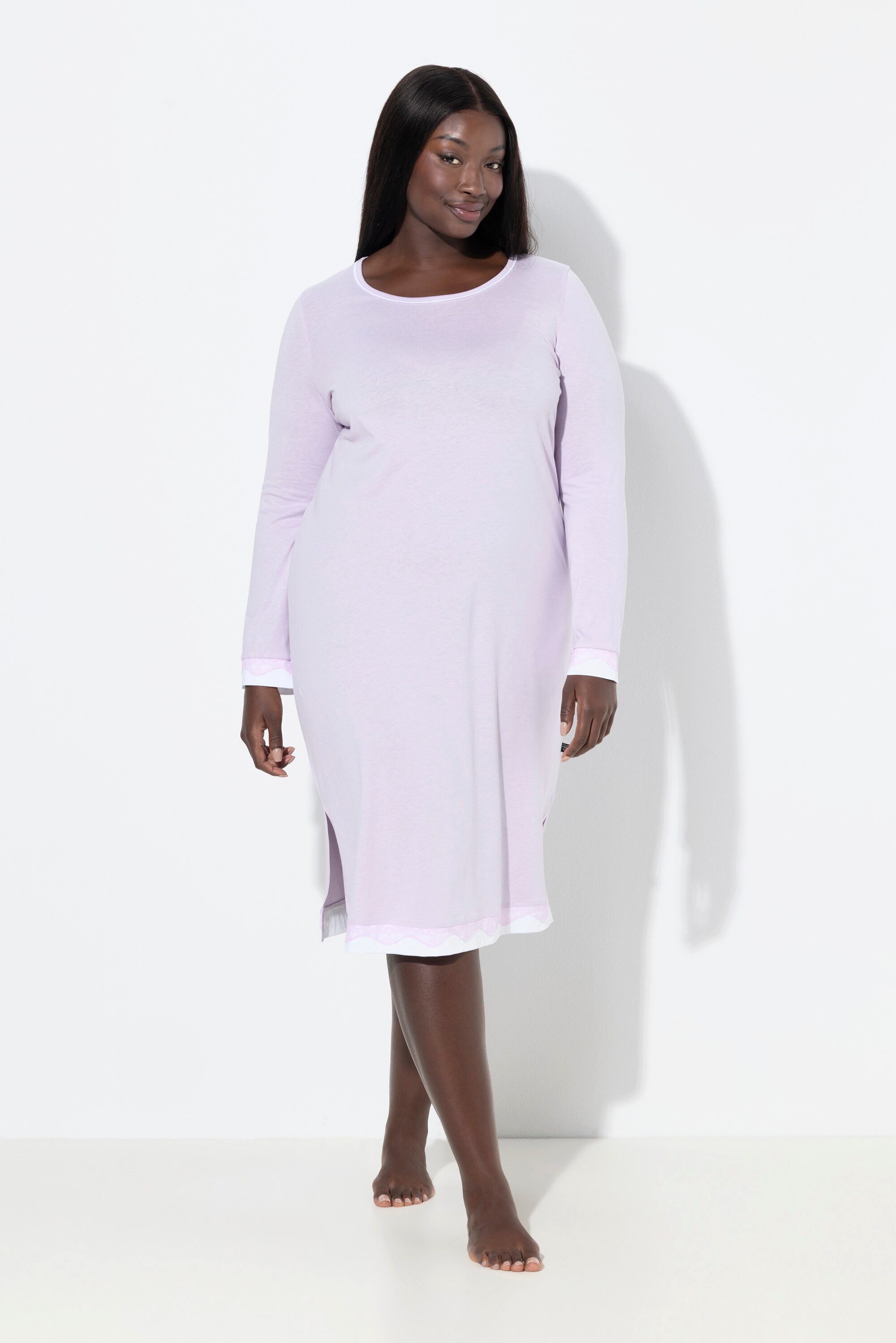 Ulla Popken Nachthemd Nachthemd Spitze oversized Rundhals Langarm günstig online kaufen