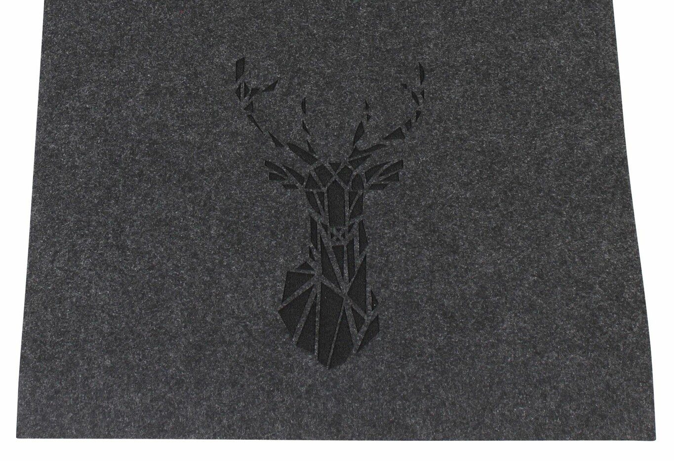 40x140 Filz, Hirsch-Motiv, schwarzem aus "Platzhirsch" cm grau, Tischläufer mit Dekoleidenschaft