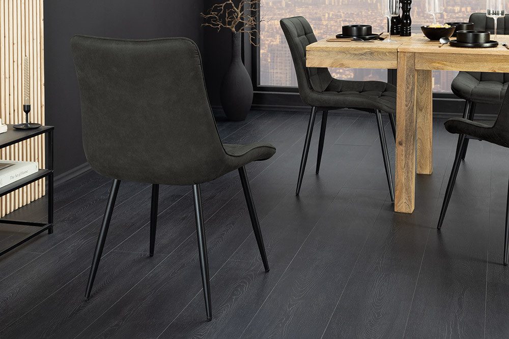 riess-ambiente Esszimmerstuhl ROADSTAR grau / schwarz - Microfaser, Metallbeine, Ziersteppung (Einzelartikel, 1 St), gepolsterter Stuhl - ideal für Küche, Esszimmer, Wohnzimmer & Büro