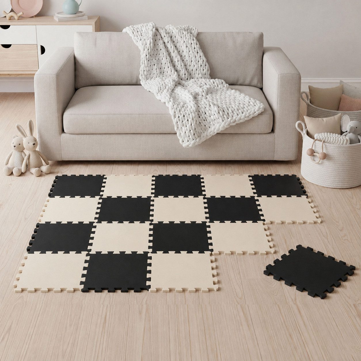 LittleTom Puzzlematte ab dem 1. Tag - 18 Teile Baby Spielmatte - 30 x 30 Kinder Krabbelmatte, (18-tlg), Spielunterlage für Babys und Kleinkinder - Kinderzimmer Puzzleteppich