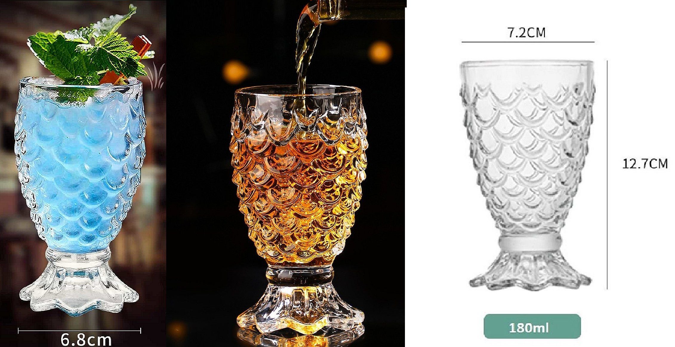 Rungassi Gläser-Set 6 x Trinkglas Gläserset 180ml H 12,7cm Wasser, Cocktail, Glas