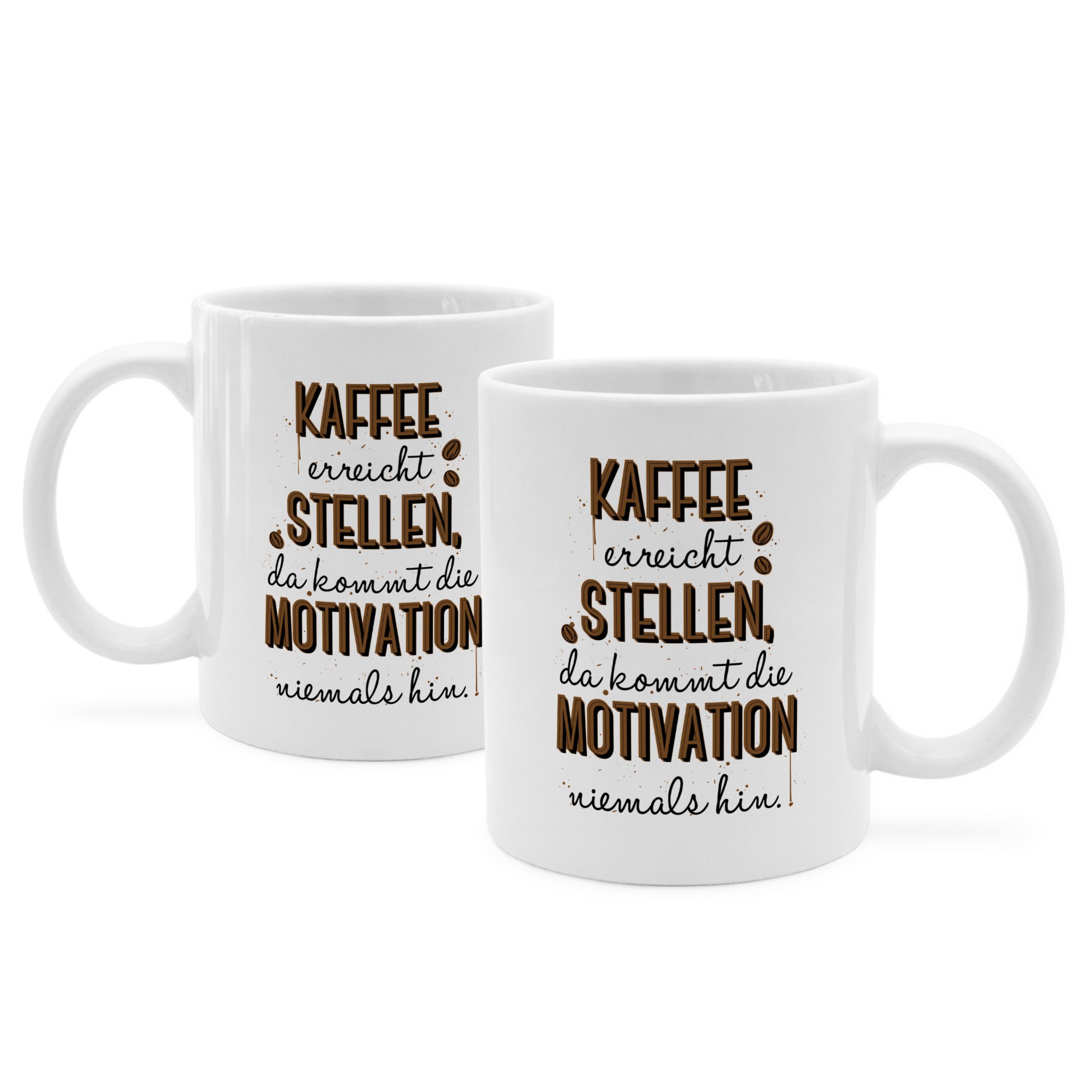 PhotoFancy Tasse mit lustigem Spruch 'Kaffee erreicht Stellen' - Sprüchetasse, Tasse Standard - Weiß