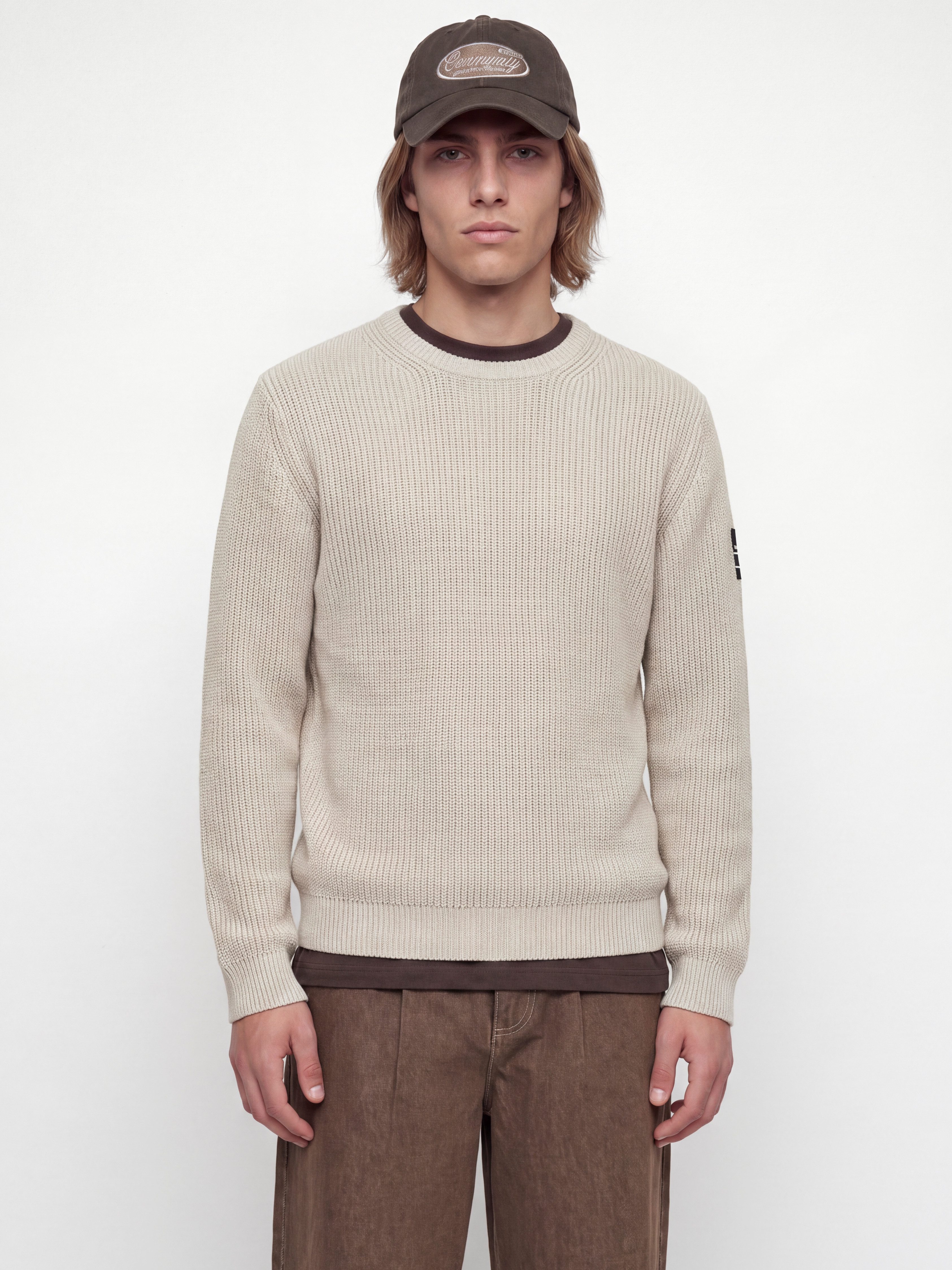 Jack & Jones Rundhalspullover JJCLEVELAND KNIT CREW NECK Materialmix, normal geschnitten