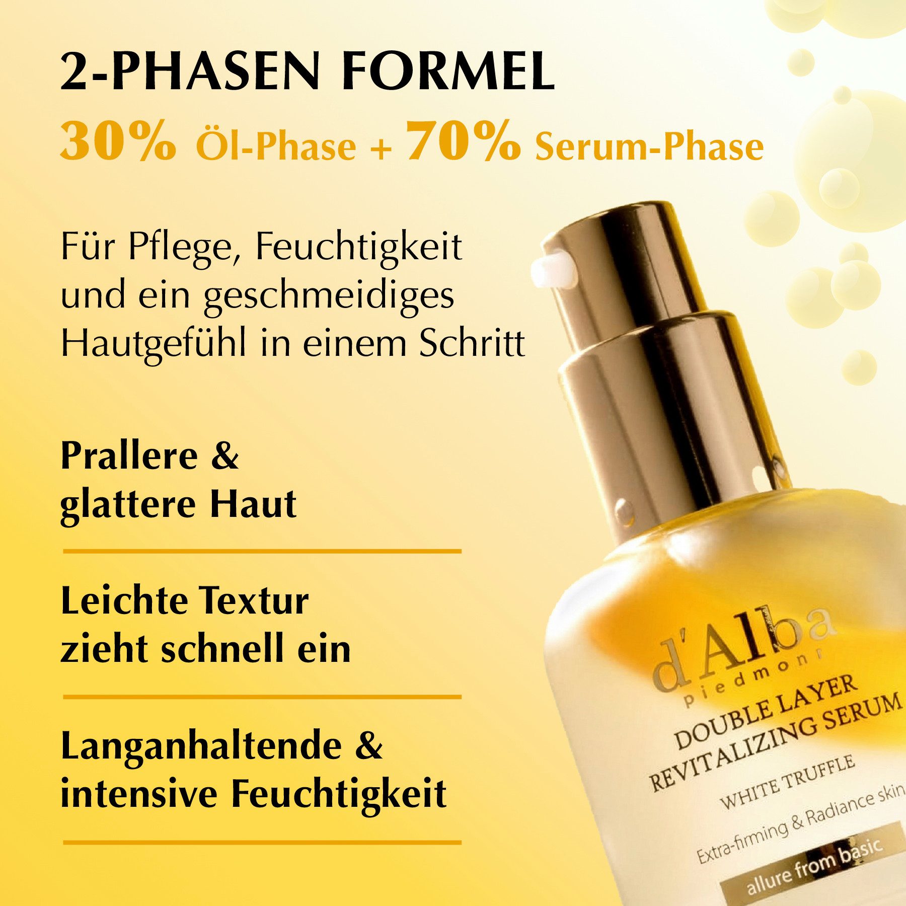 d'Alba Gesichtsserum White Truffle Double Layer Revitalizing Serum Vegan, 1-tlg., Gesichtsserum, Trüffel, Hautpflege
