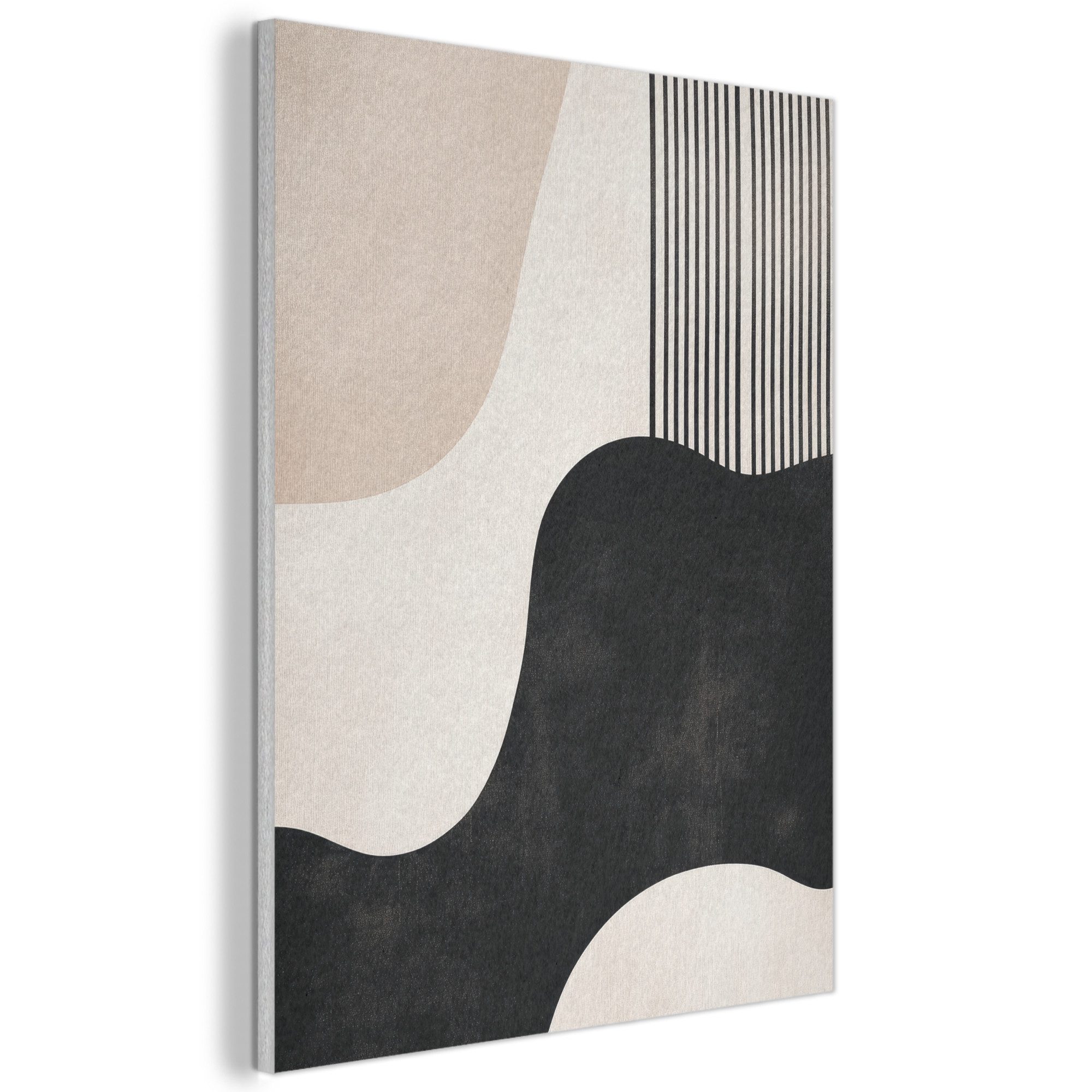 MuchoWow Gemälde Abstrakt - Japandi - Beige - Modern, Fotodruck (1 St), Akustikpaneele, Wandpaneele, Schalldämmung, Akustikbilder 30x40 cm