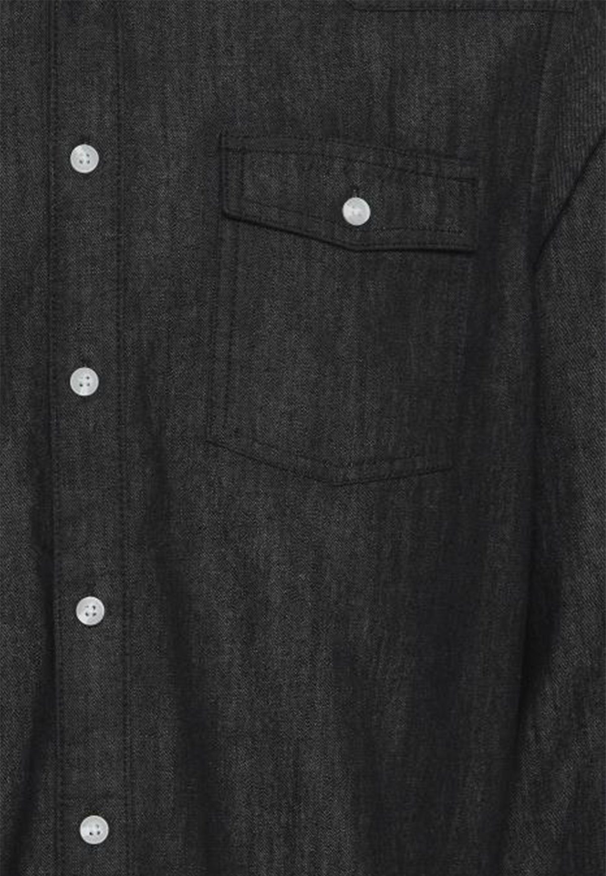 Baumwolle BHANTES Blend Langarmhemd Hemd Meliertes Jeans aus Schwarz in Langarm 4237