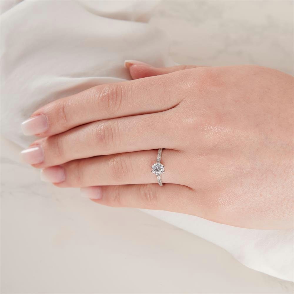 JEWLIX Goldring Verlobungsring von JEWLIX aus 9K Weißgold mit Zirkonia günstig online kaufen