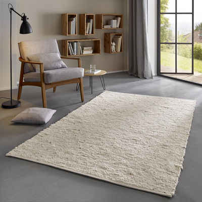 Wollteppich TaraCarpet Fjord, TaraCarpet, rechteckig, Höhe: 10 mm, Handwebteppich Schurwolle nat. meliert Wohnzimmer Schlafzimmer 070x140