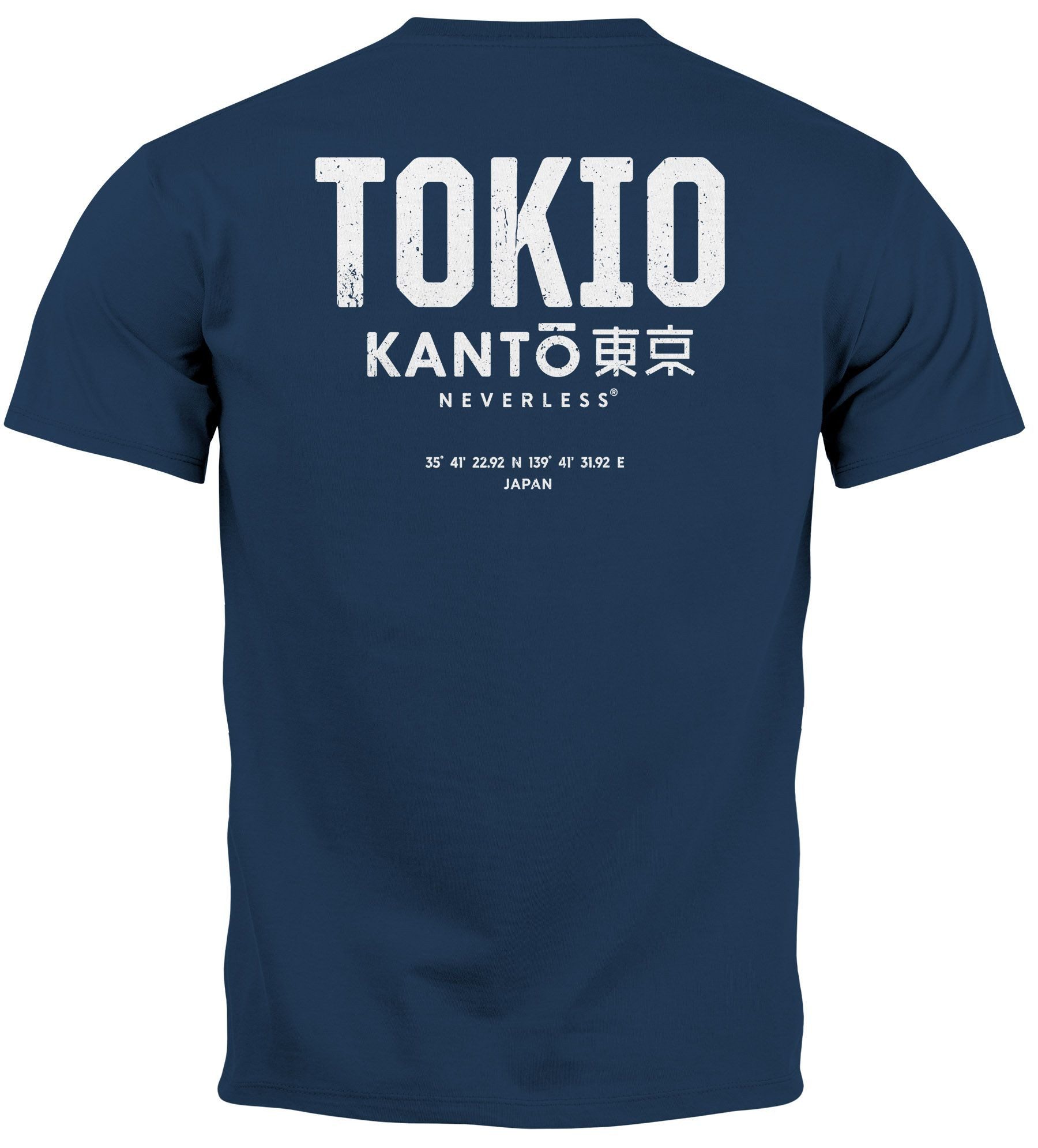 Neverless Print-Shirt Herren T-Shirt Backprint Tokyo günstig online kaufen