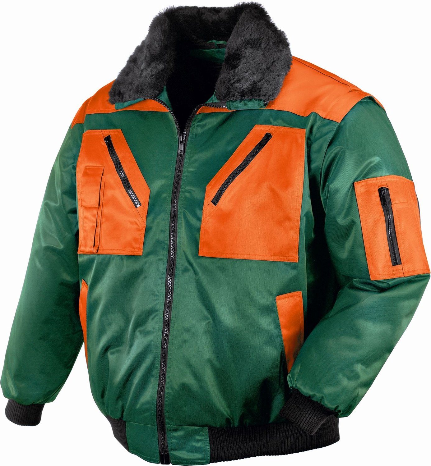 Winterjacke Piloten-Jacke OSLO grün/orange Größe S