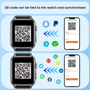 NONGAMX Smartwatch (2,0 Zoll, Android, iOS), Touchscreen Telefonfunktion Blutdruck Schrittzähler,Sportuhr,300mAh