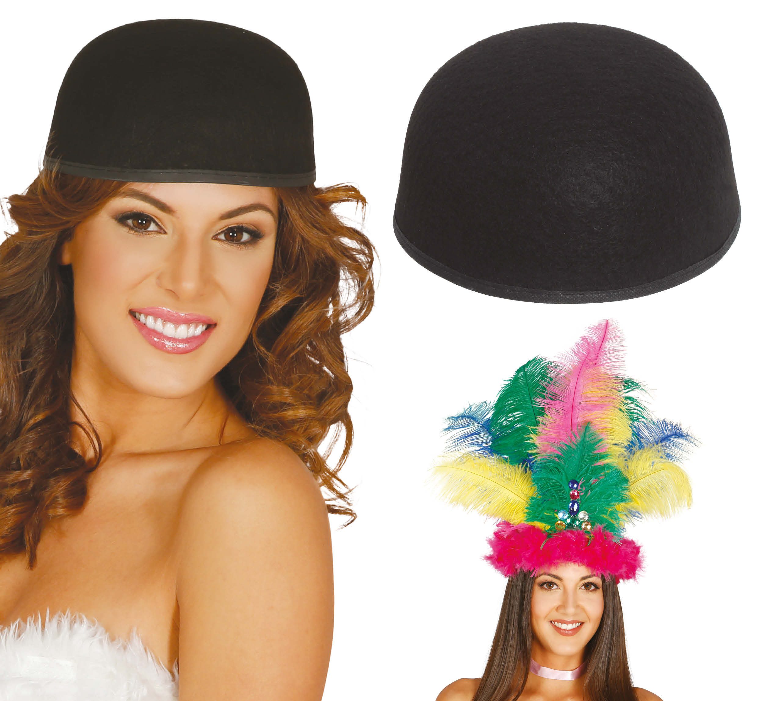 Fiestas Guirca Kostüm, Weltkulturen Karneval Hut Tradition Black Elegant Mode Design Kopfbede