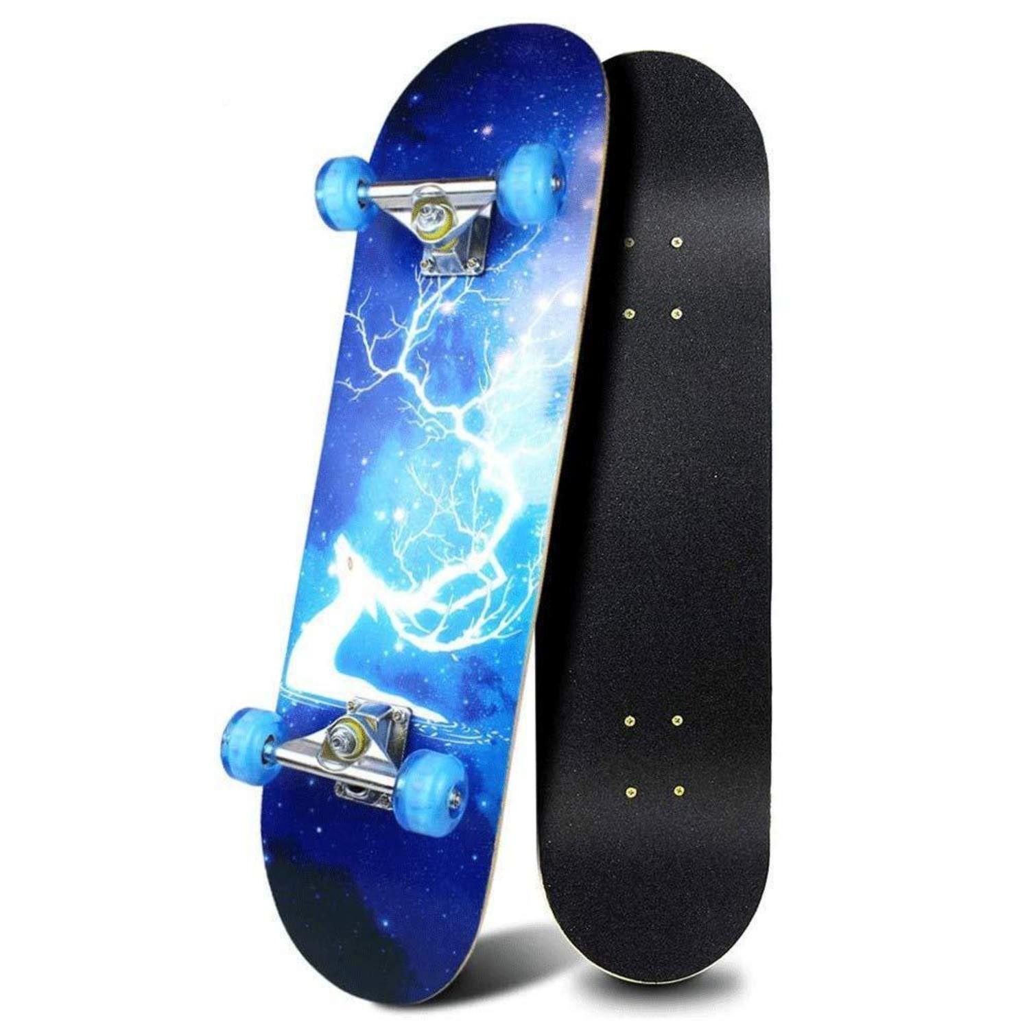 LuxusKollektion Skateboard Skateboard Kinder Doppel-Kick 80x20cm 7 Lagen Ahorn (1-St)