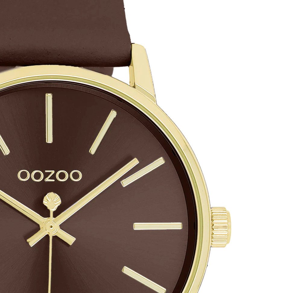 OOZOO Quarzuhr Damenuhr C11655 – Gold, Schokobraun, Lederband, 36 mm günstig online kaufen