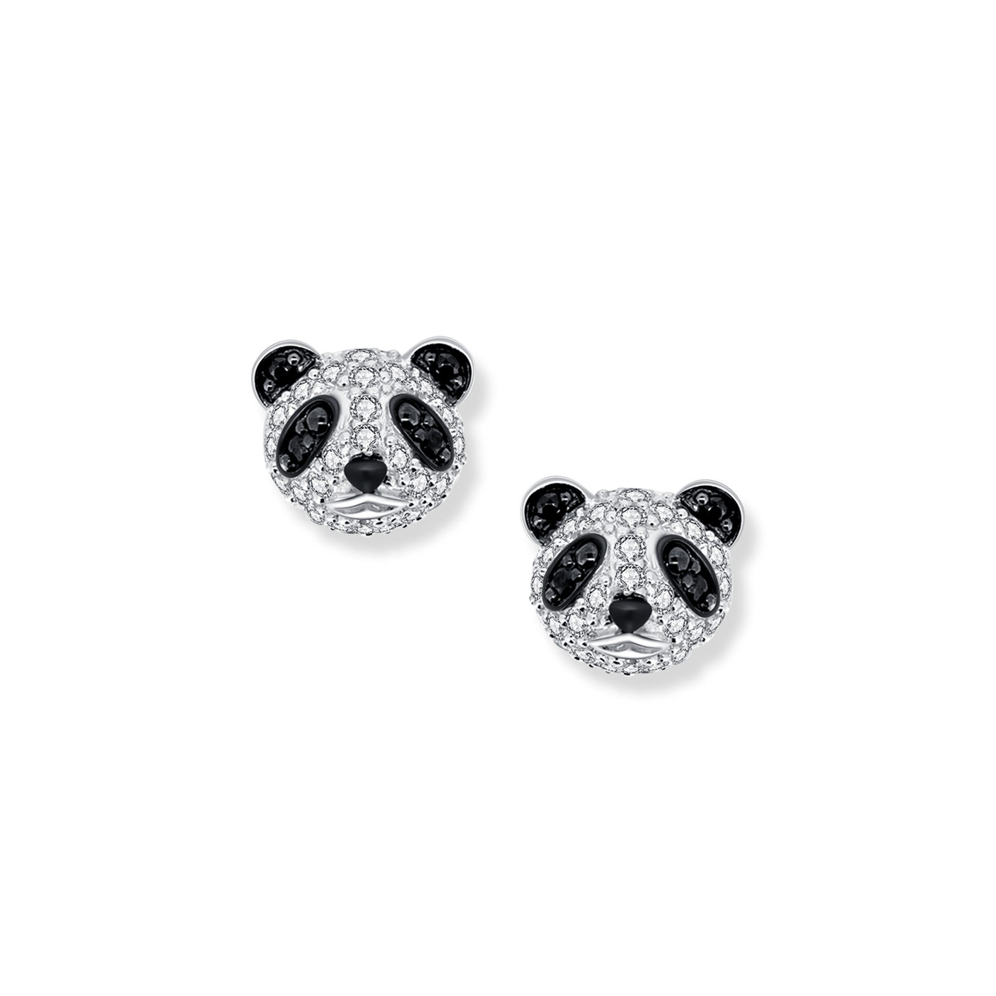 Seinerzeit FLORA & FAUNA Paar Ohrstecker Tao Panda Ohrringe, Material: 925 Sterling Silber, rhodiniert, geschwärzt