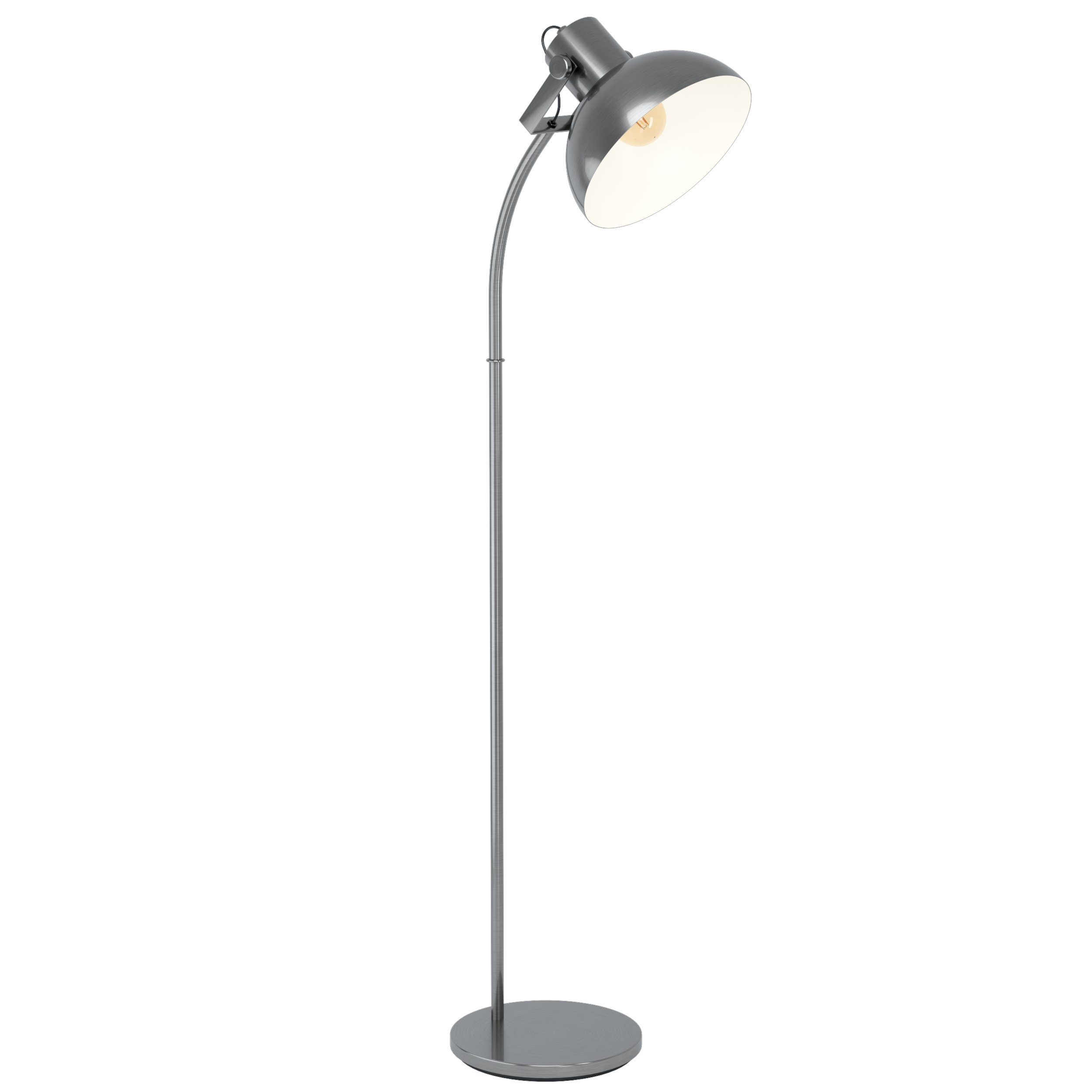 matt, EGLO Vintage Standlampe, 1, Lubenham Trittschalter Nickel Stehleuchte, exklusive, E27, LED Leuchtmittel Stehlampe