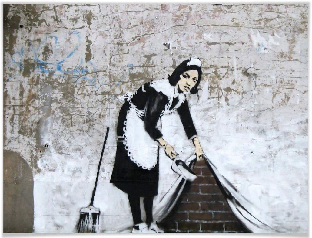 Wall-Art Poster Graffiti Bilder Wandposter Maid (1 Wandbild, in London, Menschen Bild, St), Poster