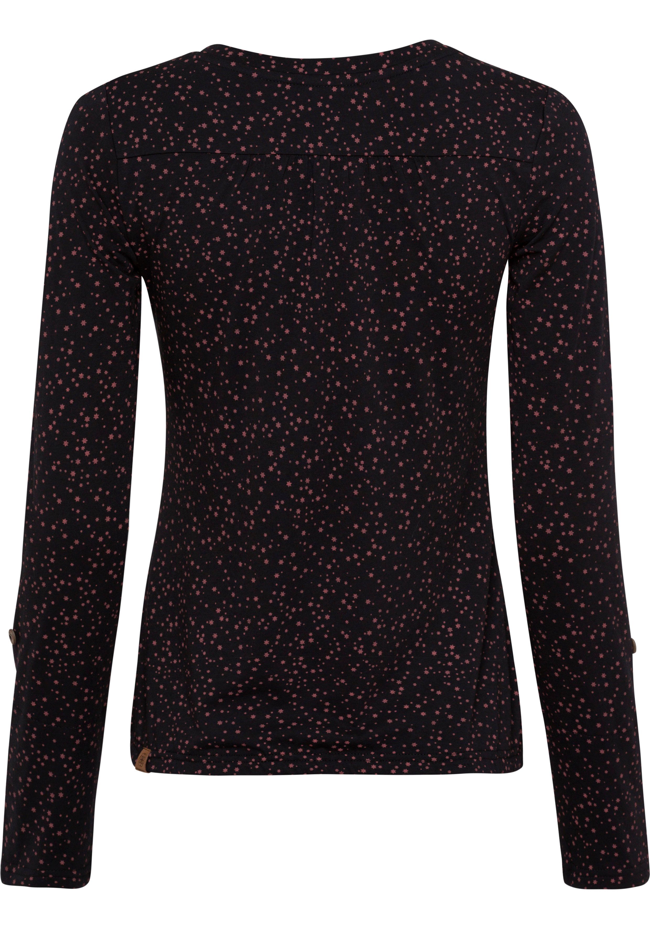 1010 Ragwear PRINT Langarmshirt mit Knopfleiste PINCH BLACK