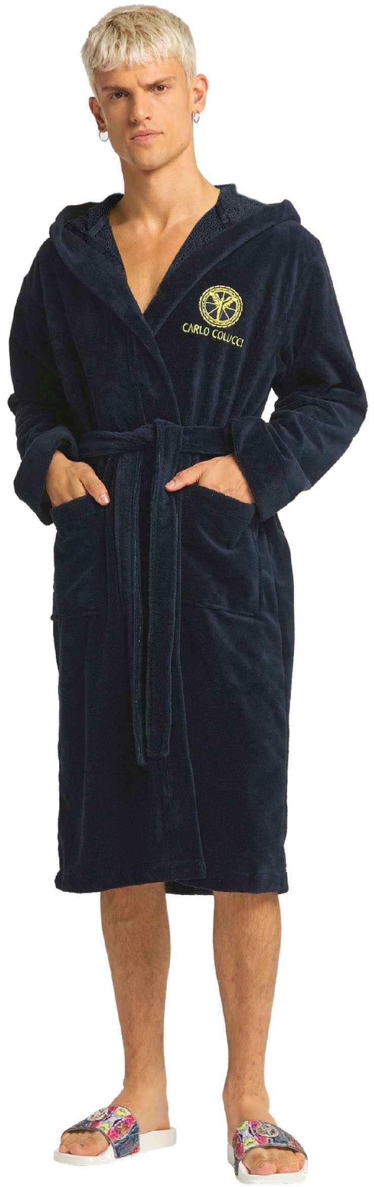 CARLO COLUCCI Bademantel Kapuzen-Bademantel für Herren aus weicher Baumwoll günstig online kaufen
