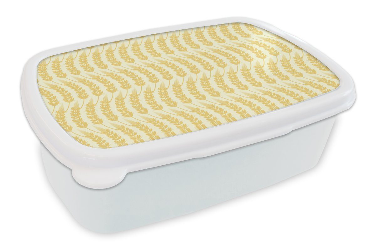 MuchoWow Lunchbox Müsli - Muster - Wellen, Kunststoff, (2-tlg), Brotbox für Kinder und Erwachsene, Brotdose, für Jungs und Mädchen weiß
