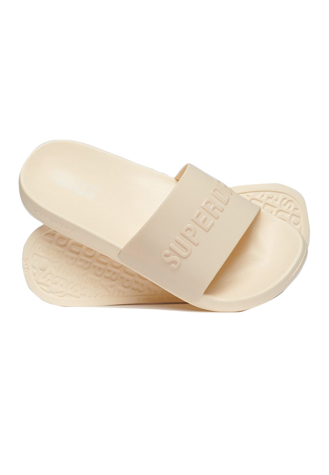 Superdry Superdry Damen Bade-Sandalen LOGO VEGAN POOL SLIDE Rice White Badesandale