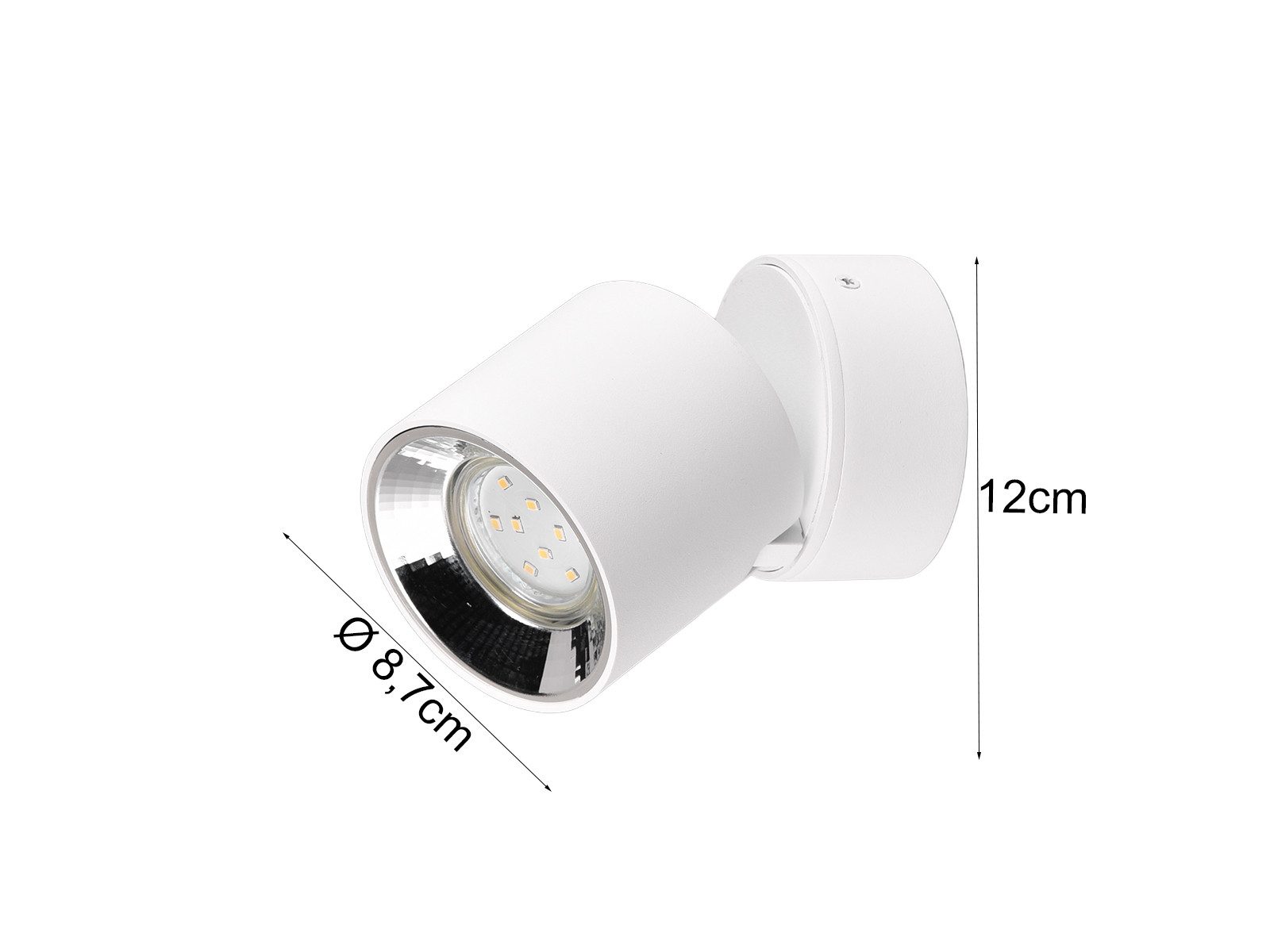TRIO Leuchten LED Deckenstrahler, Dimmfunktion, LED wechselbar, Warmweiß, Wandstrahler innen, dimmbar über Schalter, Aufbauspots Weiß, Ø 9cm