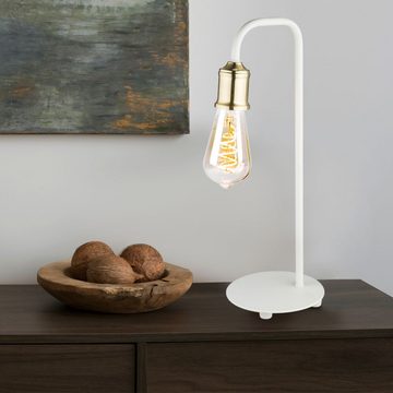 etc-shop LED Tischleuchte, Leuchtmittel inklusive, Warmweiß, Vintage Tisch Lampe Retro Filament Wohn Zimmer Messing Leuchte im-