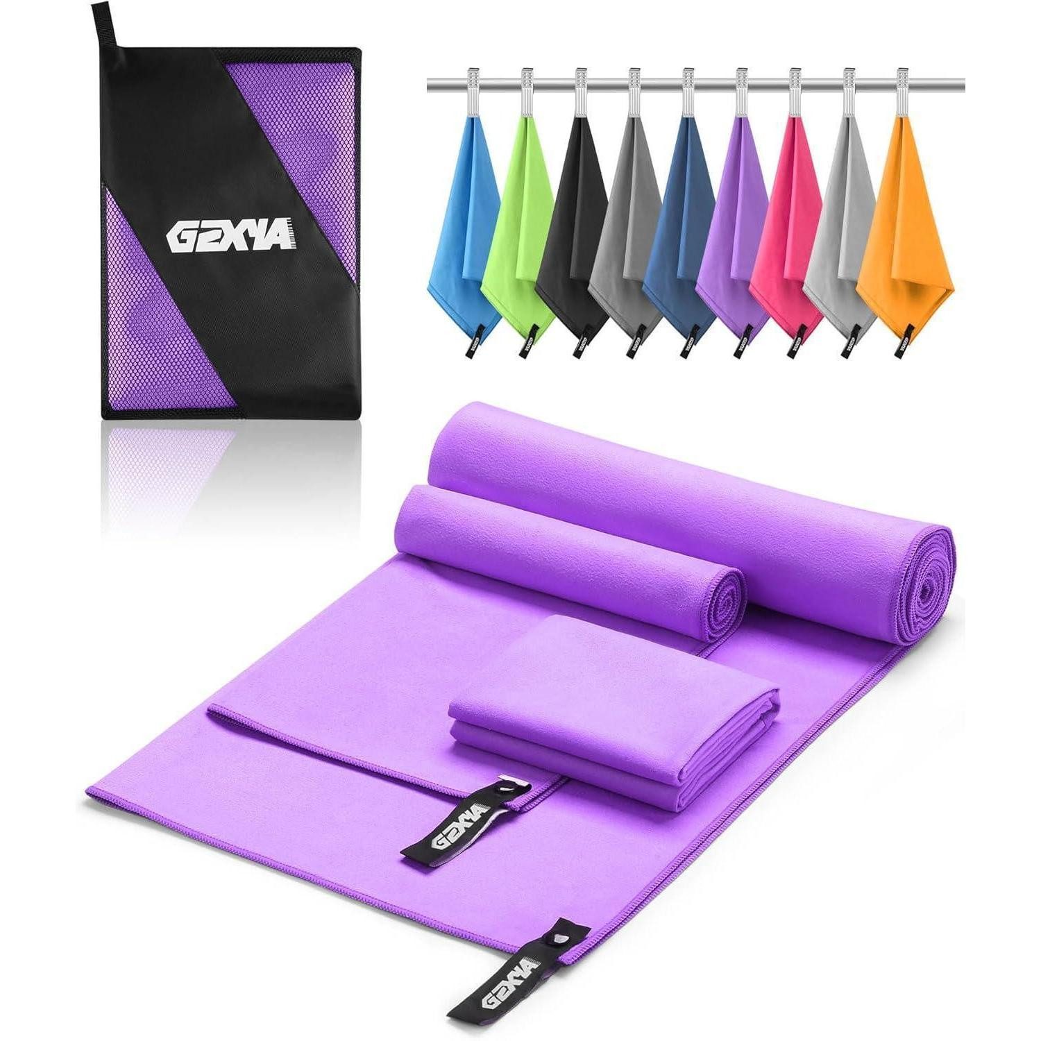 GZXYA Handtuch Set Mikrofaser Handtuch 3er-Set Fitness Badetuch Sport Purple