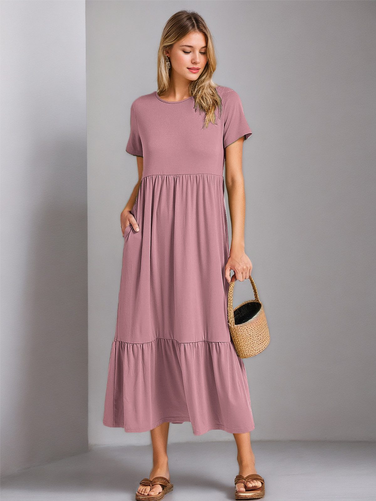LUCKZON Sommerkleid Damen Sommerkleider Casual Kurzarm, günstig online kaufen