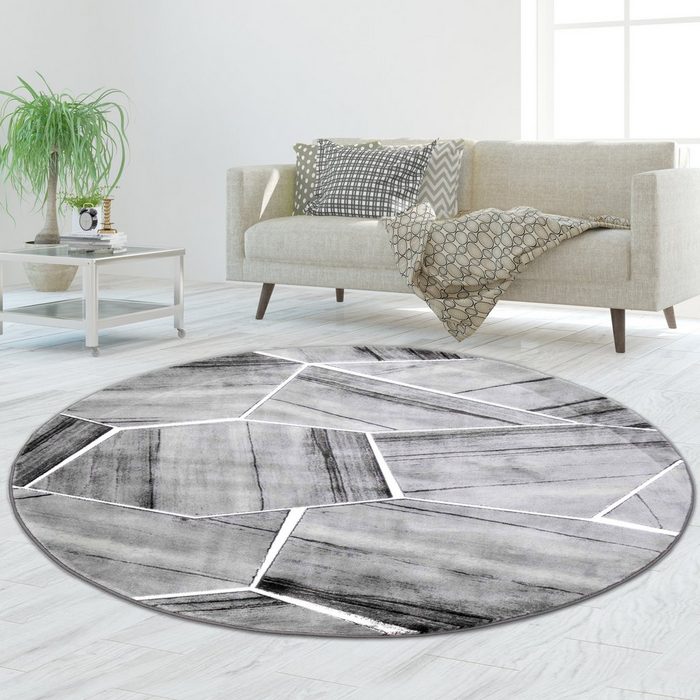 Teppich Wohnzimmerteppich geometrisches Muster in grau creme TeppichHome24 rechteckig OR11065
